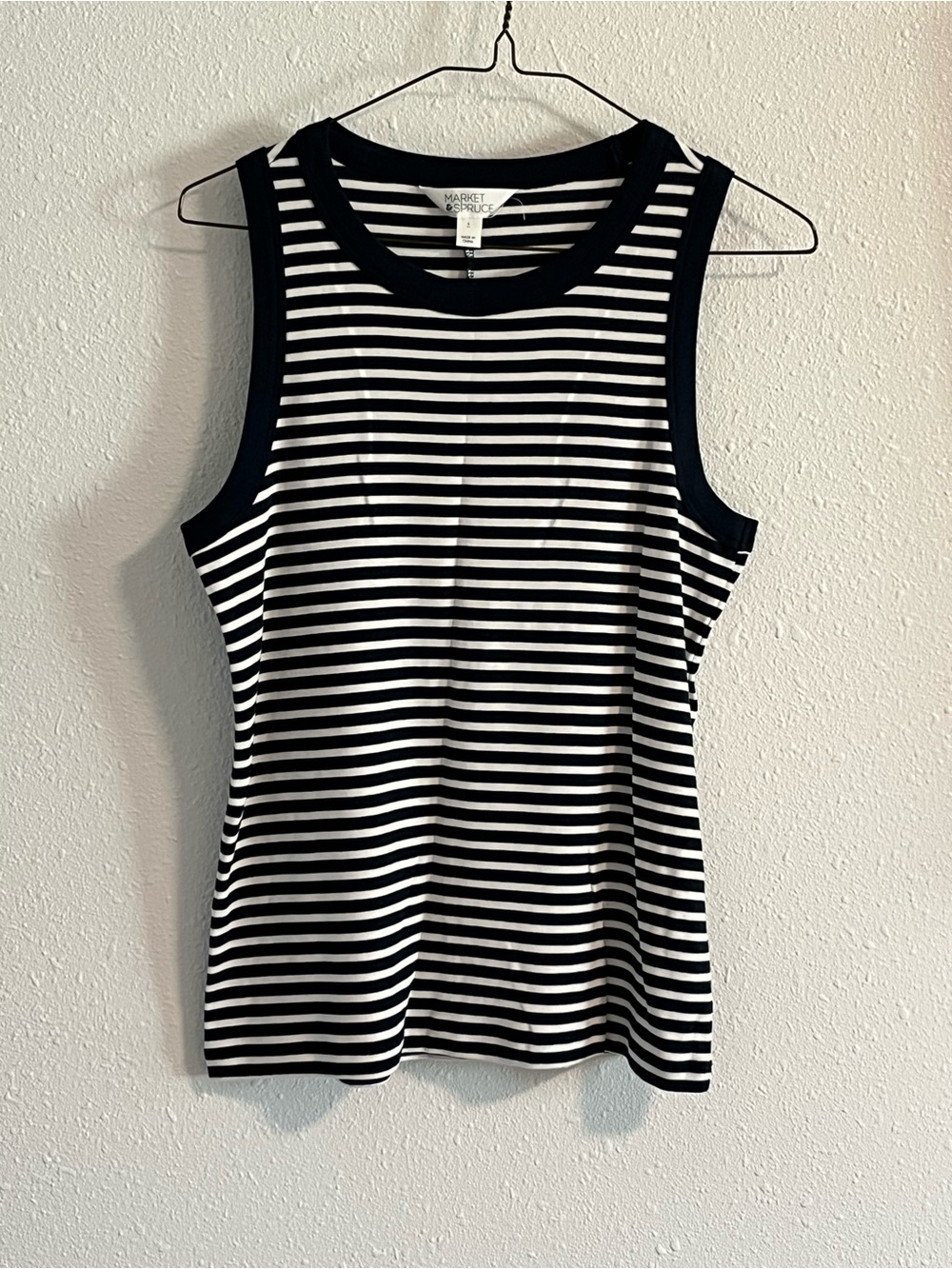 Market & Spruce Navy and White Striped Crewneck Tank Size Small